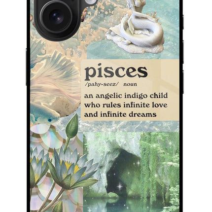 Pisces Zodiac iPhone 16 Glass Case Back Cover by Casekaro