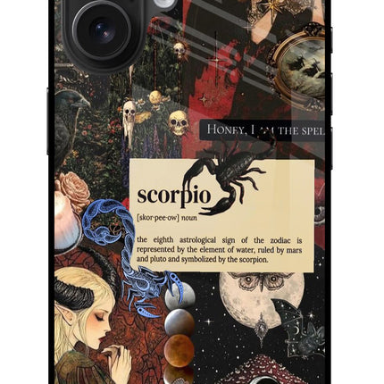 Scorpio Zodiac iPhone 16 Glass Case Back Cover by Casekaro