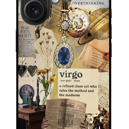 Virgo Zodiac iPhone 16 Glass Case Back Cover by Casekaro