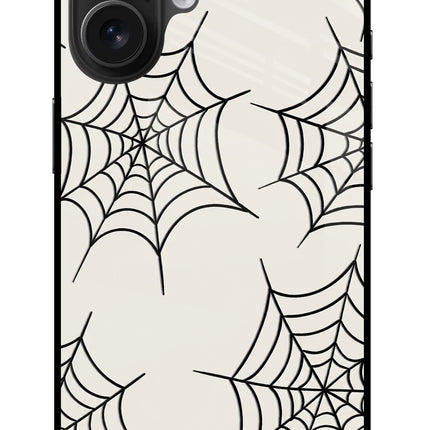 Spider Web iPhone 16 Glass Case Back Cover by Casekaro