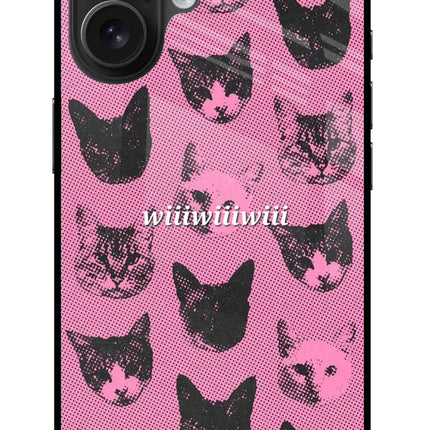 Pink Cats iPhone 16 Glass Case Back Cover by Casekaro