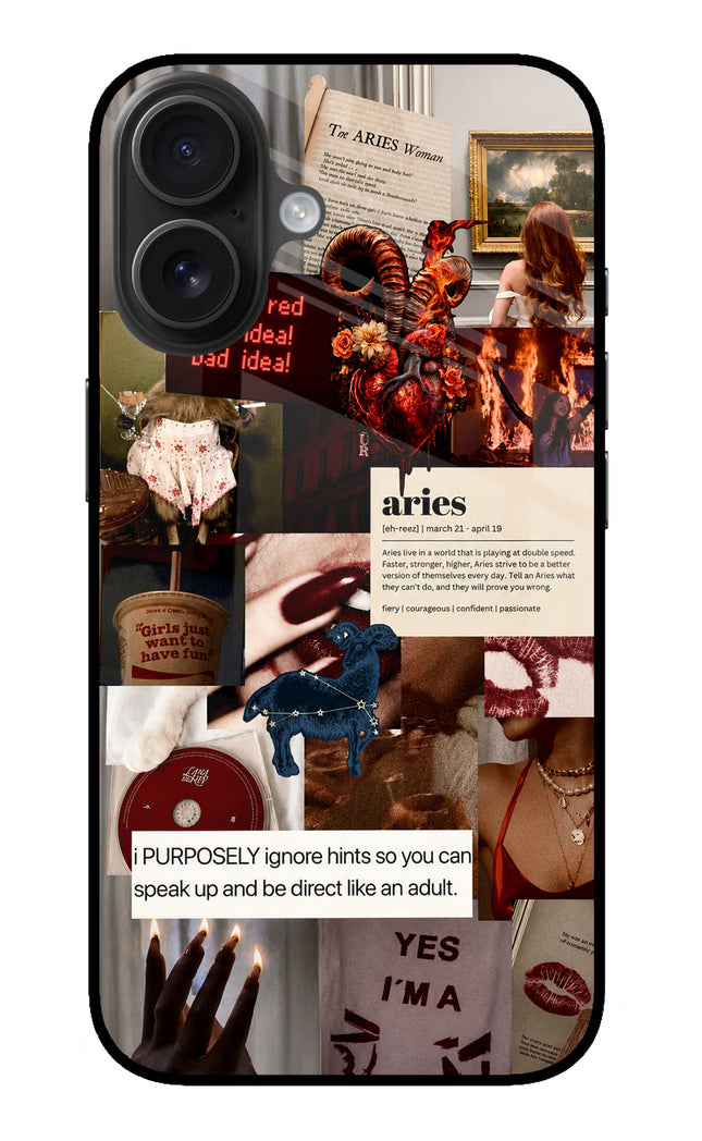 Zodiac Aries iPhone 16 Glass Case