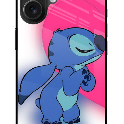 Stitch Hug iPhone 16 Glass Case Back Cover by Casekaro