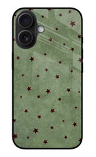Green Stars iPhone 16 Glass Case