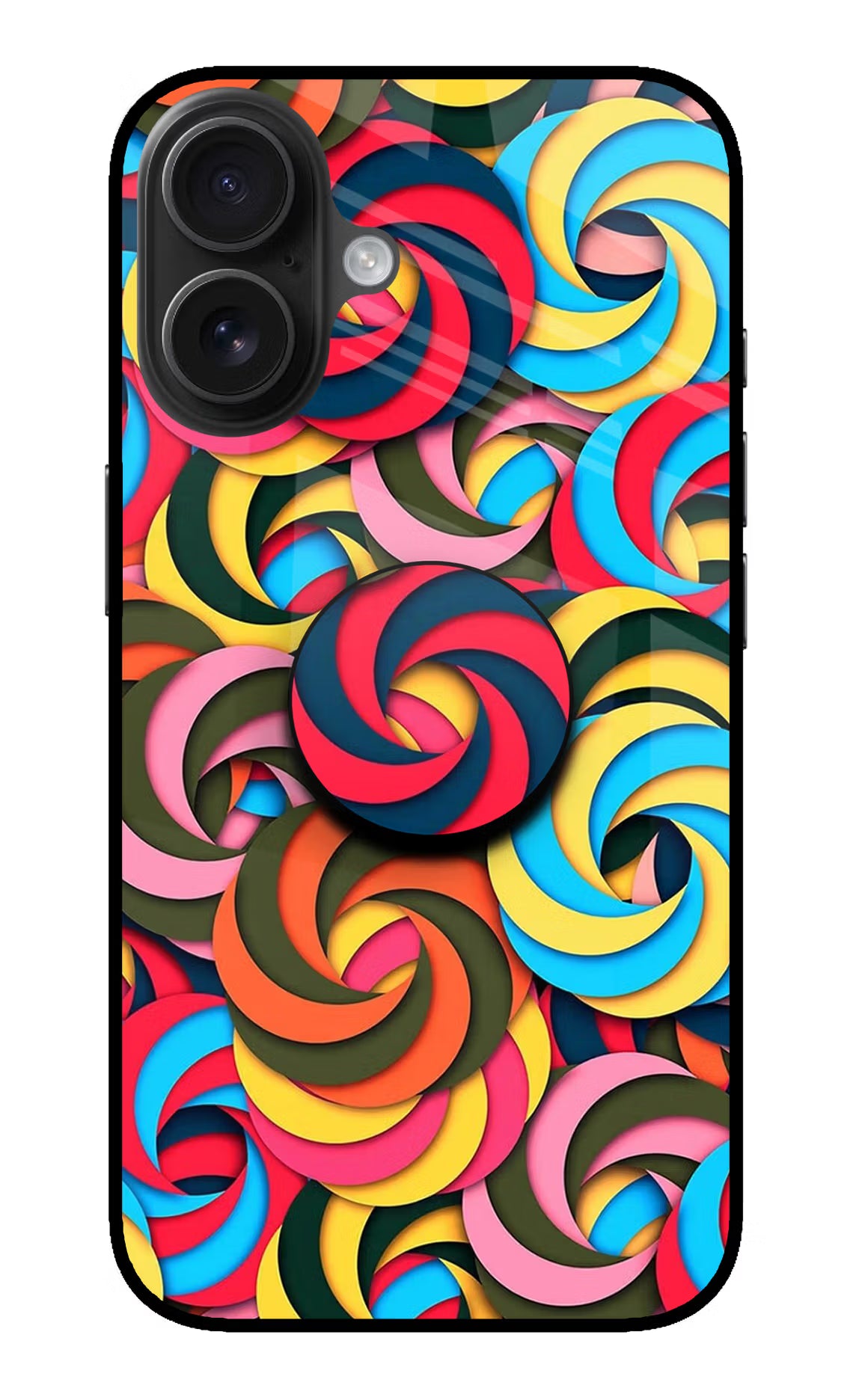 Spiral Pattern iPhone 16 Pop Case by Casekaro