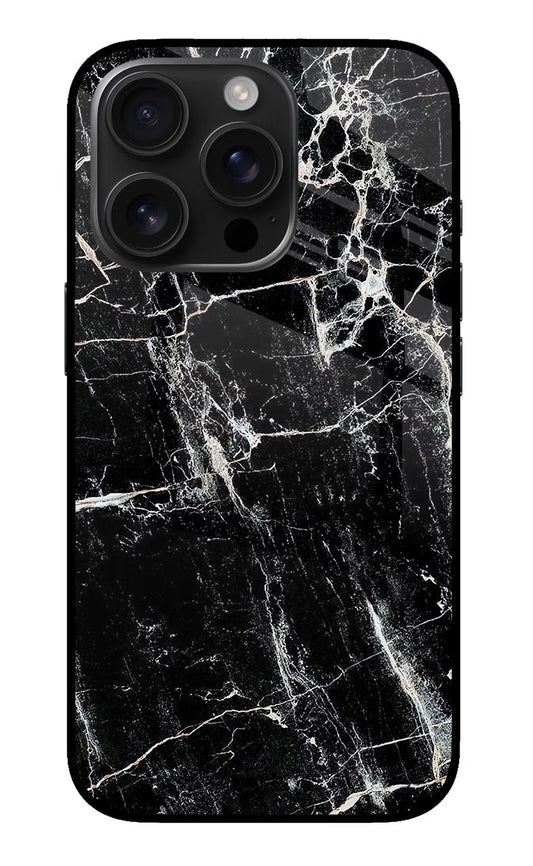 Black Marble Texture iPhone 16 Pro Glass Case