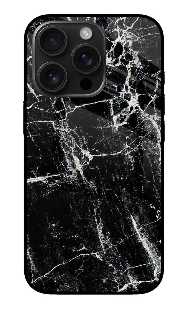 Black Marble Texture iPhone 16 Pro Glass Case
