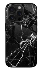 Black Marble Pattern iPhone 16 Pro Glass Case