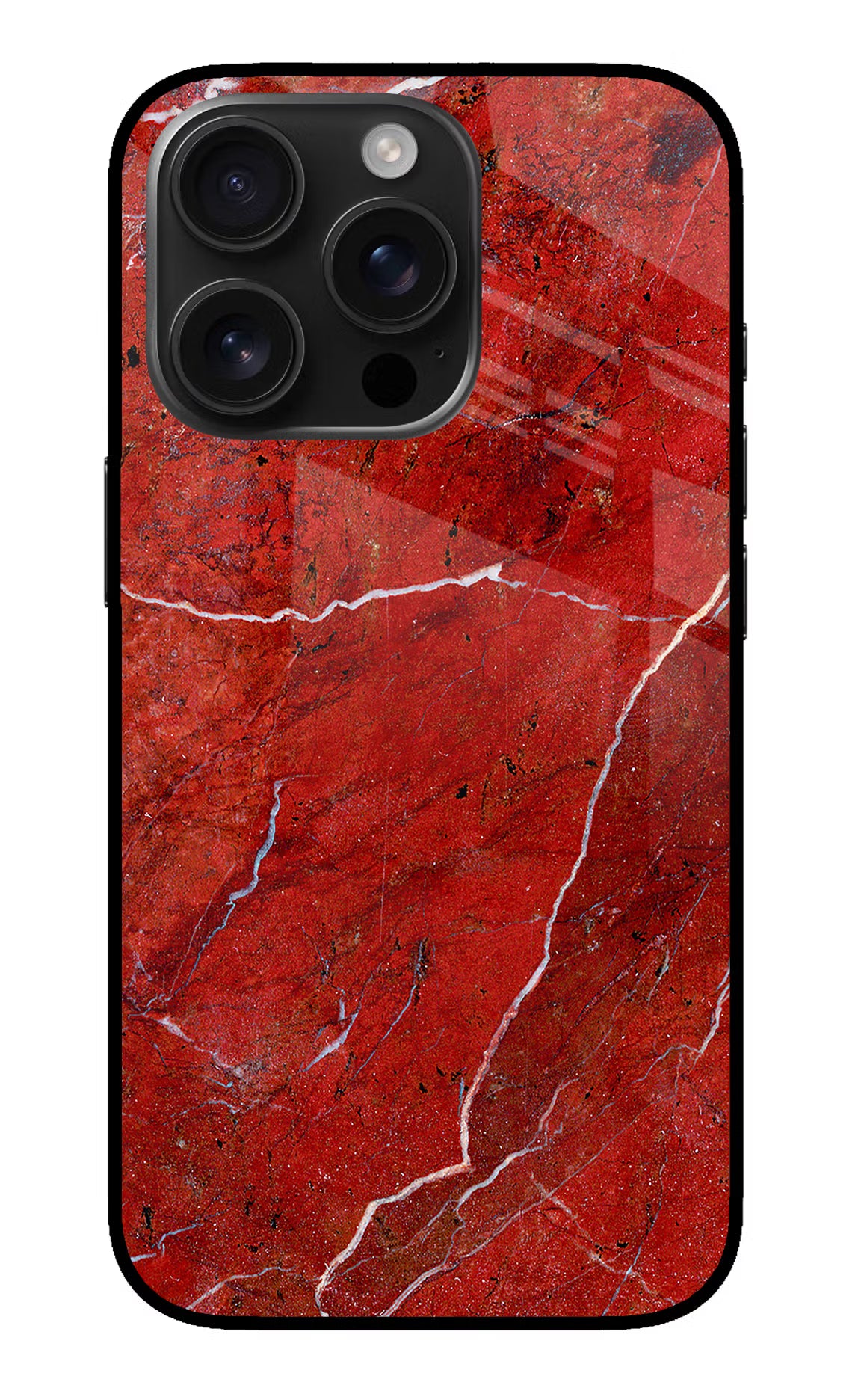 Red Marble Design iPhone 16 Pro Glass Case Back Cover by Casekaro