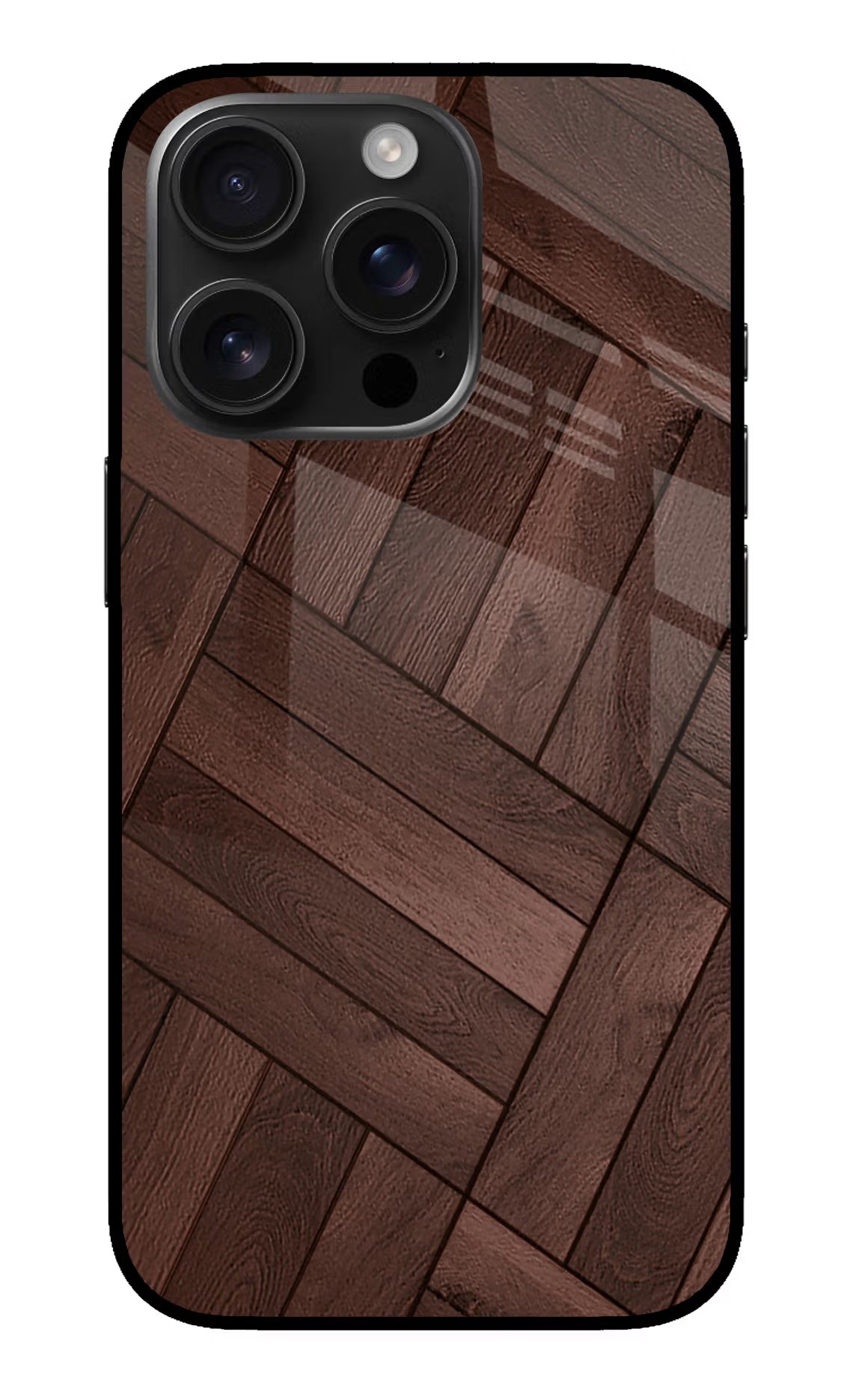 Wooden Texture Design iPhone 16 Pro Glass Case Back Cover by Casekaro