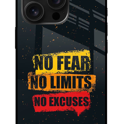 No Fear No Limits No Excuse iPhone 16 Pro Glass Case Back Cover by Casekaro