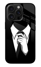 Black Tie iPhone 16 Pro Glass Case Back Cover by Casekaro