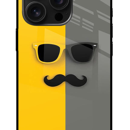 Sunglasses with Mustache iPhone 16 Pro Glass Case Back Cover by Casekaro