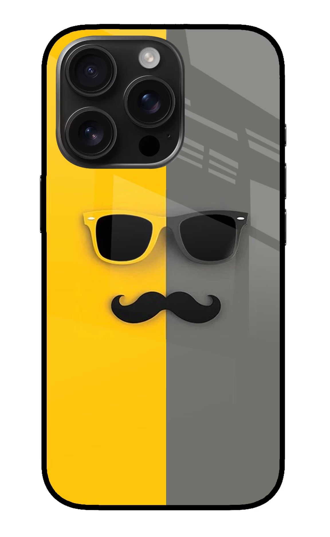 Sunglasses with Mustache iPhone 16 Pro Glass Case Back Cover by Casekaro
