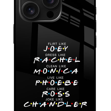 FRIENDS Character iPhone 16 Pro Glass Case Back Cover by Casekaro