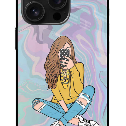 Selfie Girl iPhone 16 Pro Glass Case Back Cover by Casekaro
