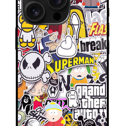 Sticker Bomb iPhone 16 Pro Glass Case Back Cover by Casekaro