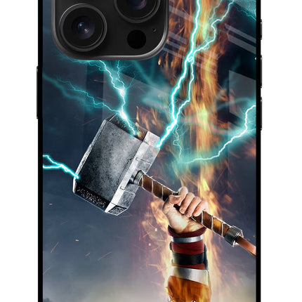 Thor Hammer Mjolnir iPhone 16 Pro Glass Case Back Cover by Casekaro