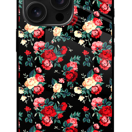 Rose Pattern iPhone 16 Pro Glass Case