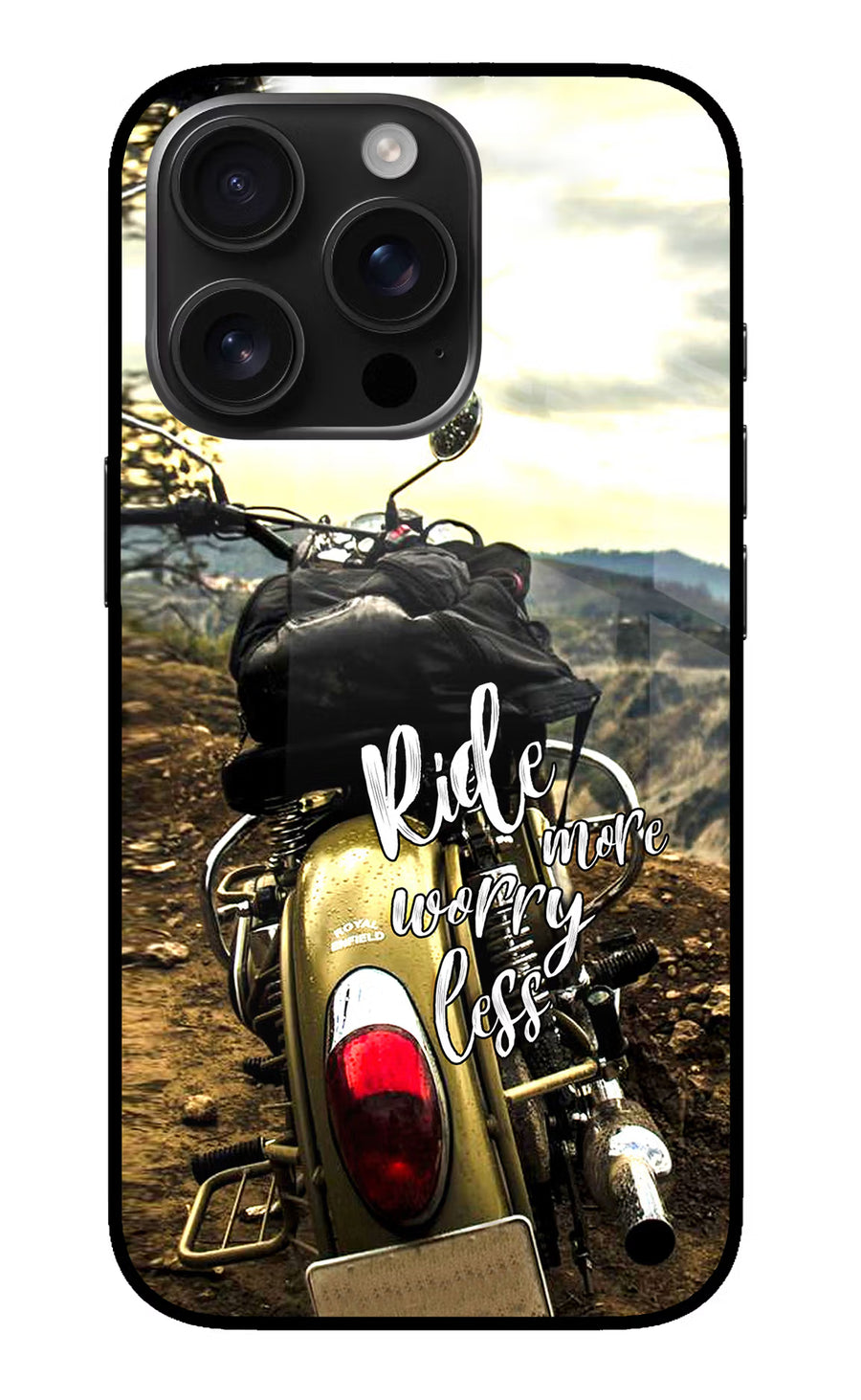 Ride More Worry Less iPhone 16 Pro Back Cover, Metal case