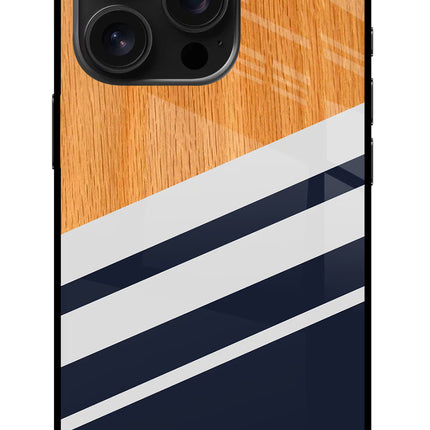 Blue and white wooden iPhone 16 Pro Glass Case