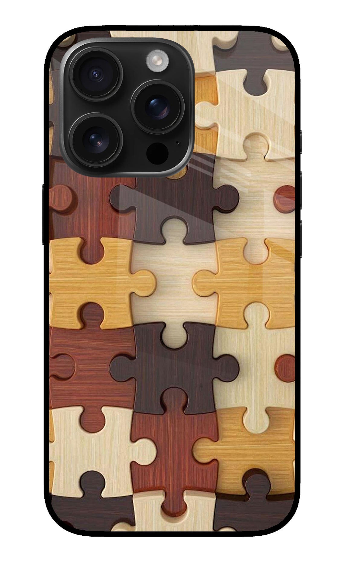 Wooden Puzzle iPhone 16 Pro Glass Case