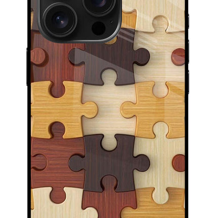 Wooden Puzzle iPhone 16 Pro Glass Case Back Cover by Casekaro