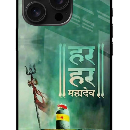 Har Har Mahadev Shivling iPhone 16 Pro Glass Case