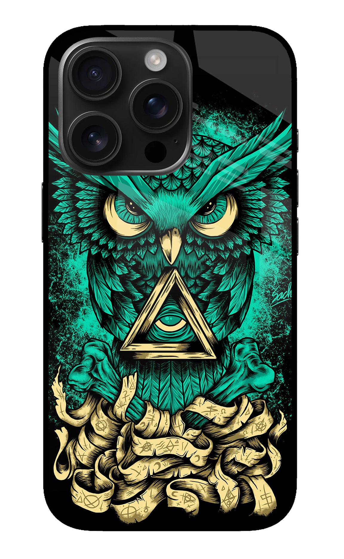 Green Owl iPhone 16 Pro Glass Case