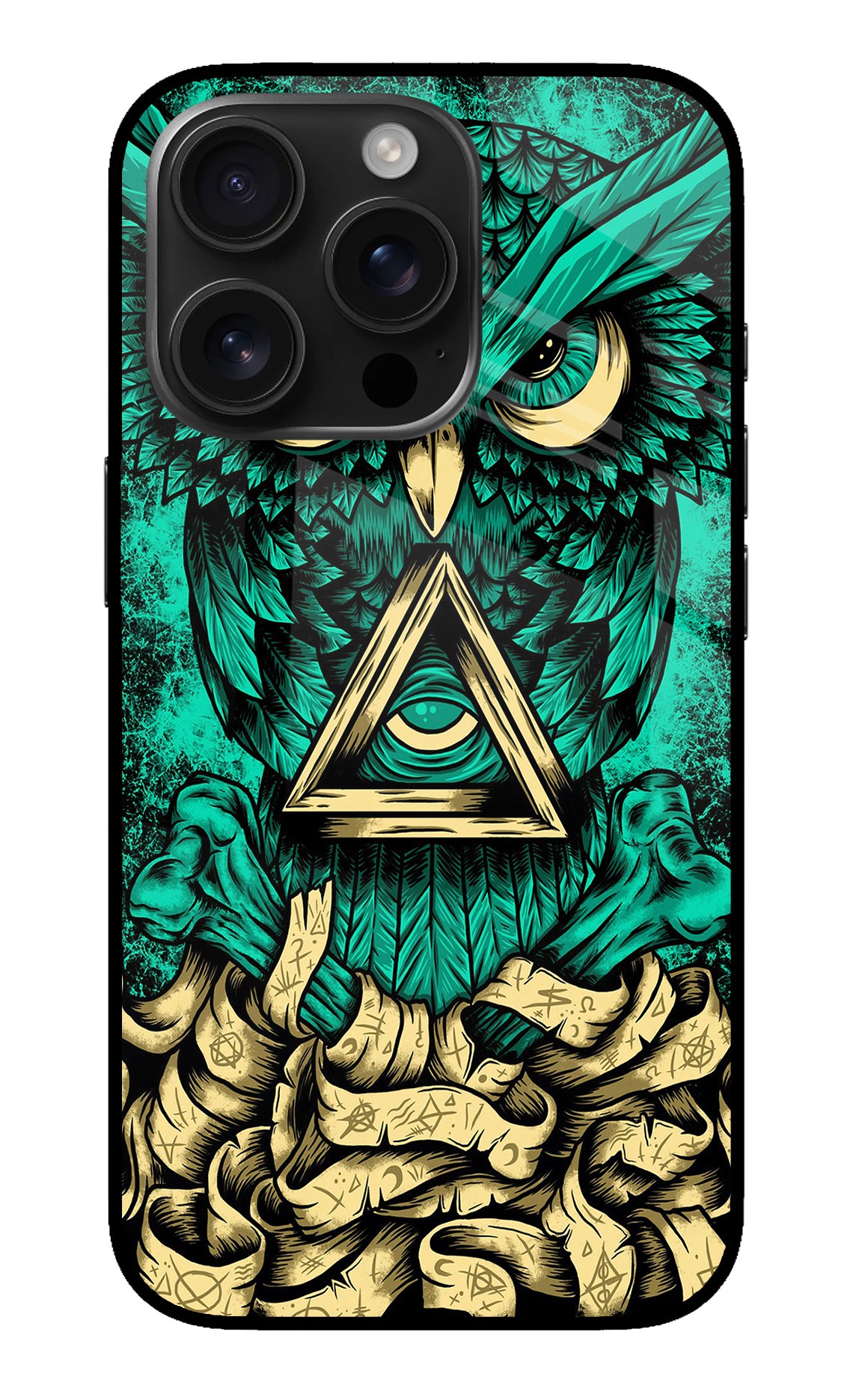 Green Owl iPhone 16 Pro Glass Case