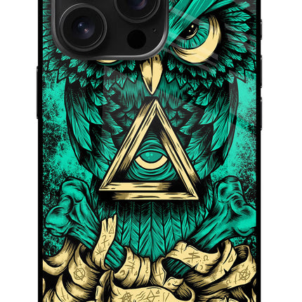Green Owl iPhone 16 Pro Glass Case