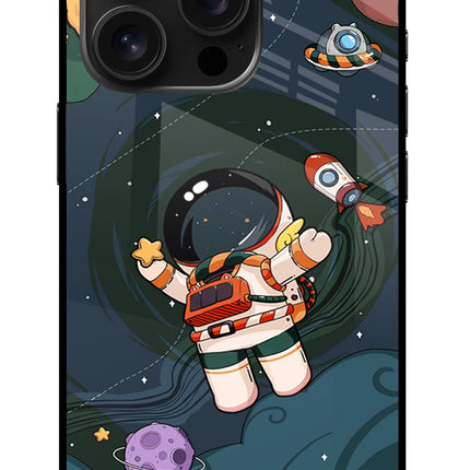 Cartoon Astronaut iPhone 16 Pro Glass Case