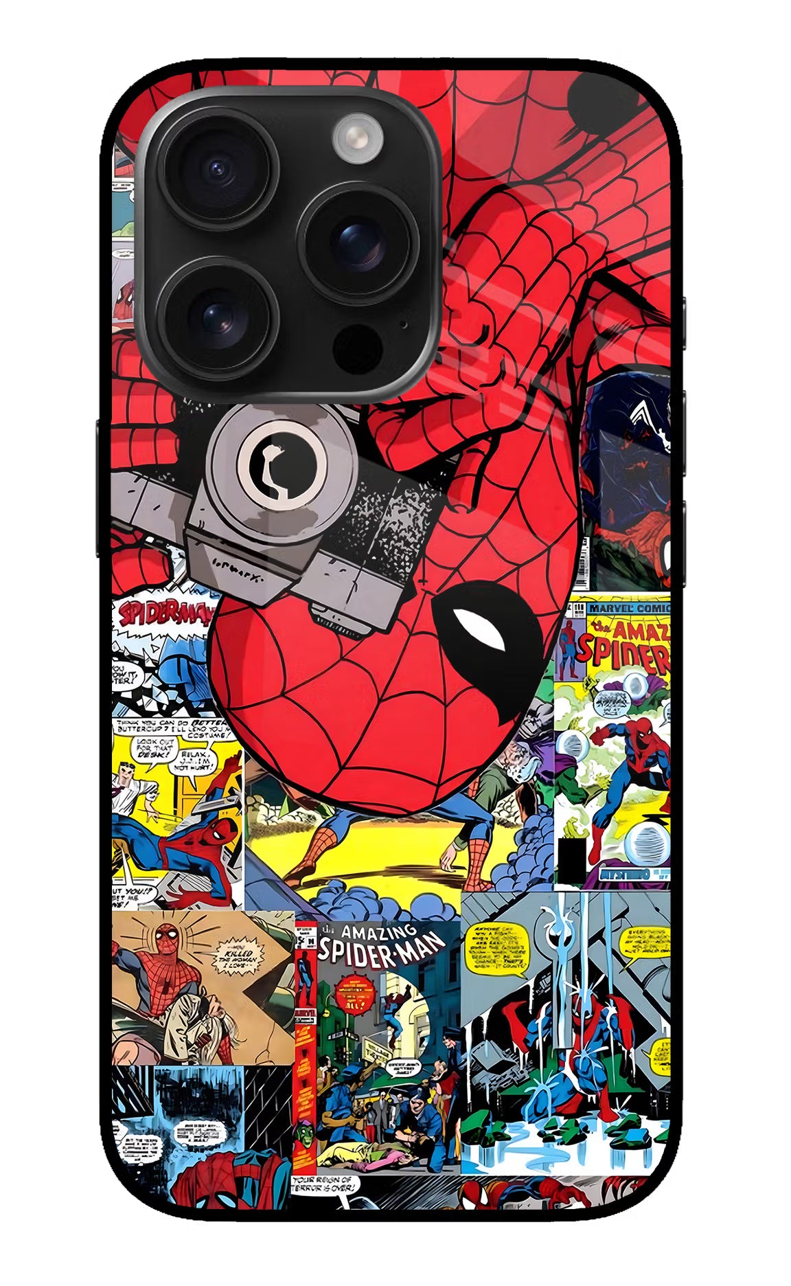 Spider Man iPhone 16 Pro Glass Case Back Cover by Casekaro