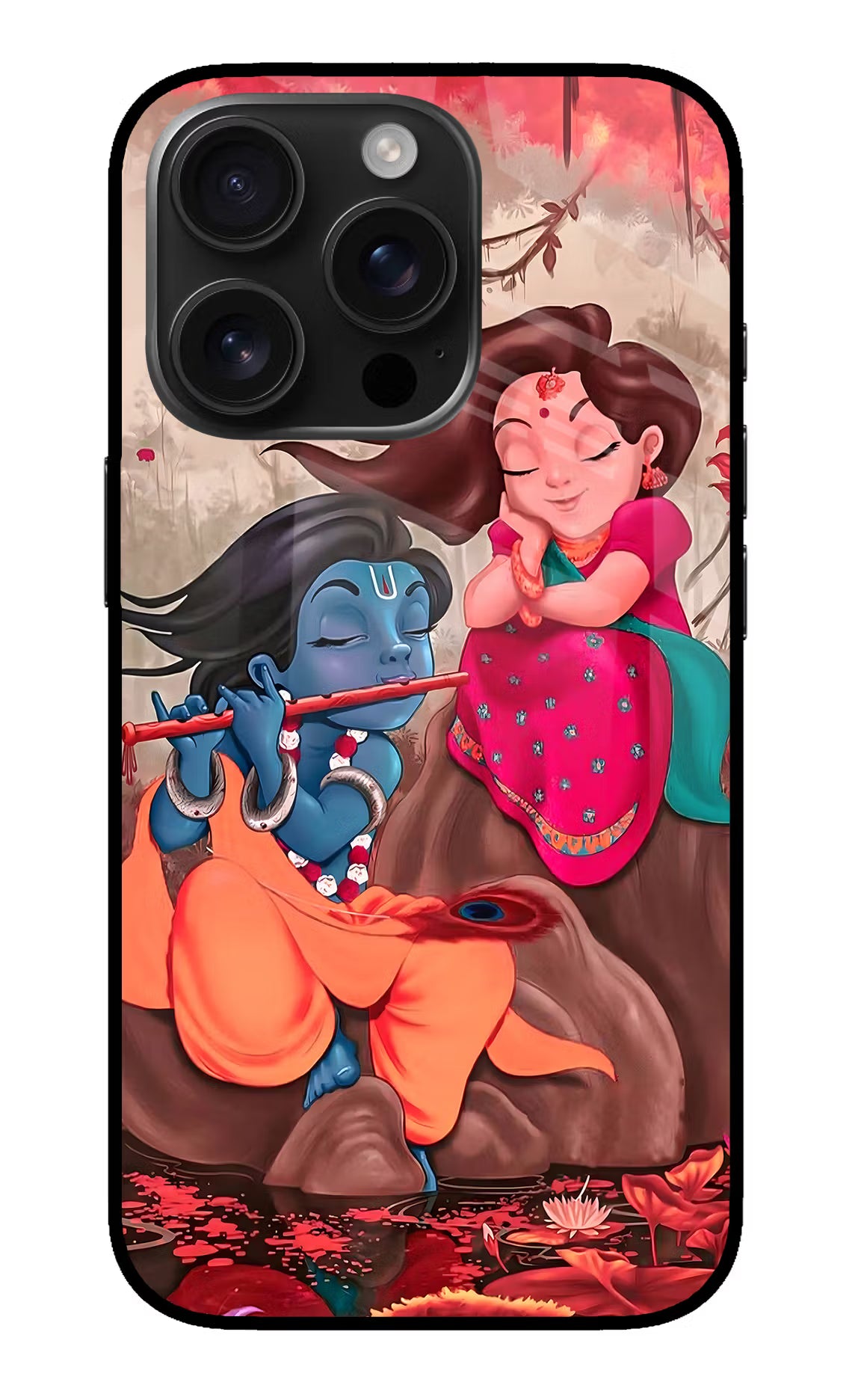 Radhe Krishna iPhone 16 Pro Glass Case Back Cover by Casekaro