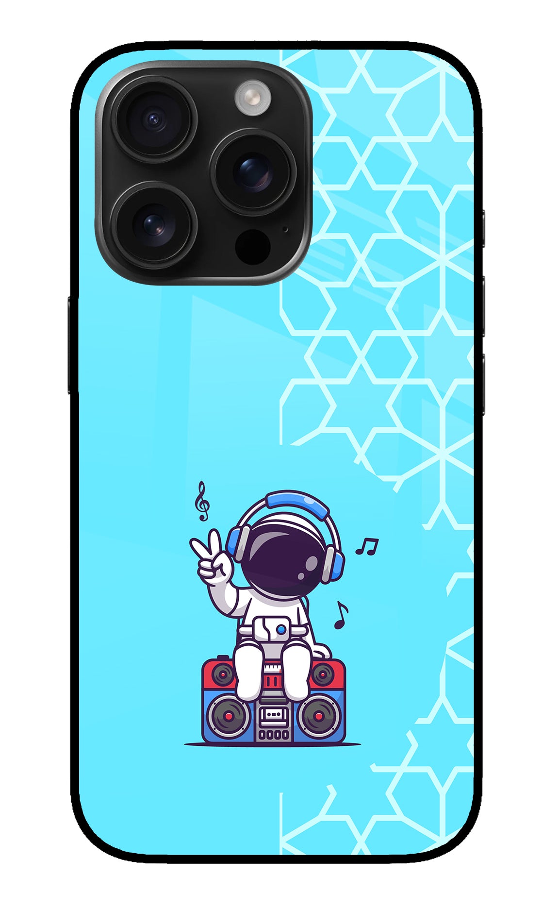 Cute Astronaut Chilling iPhone 16 Pro Glass Case