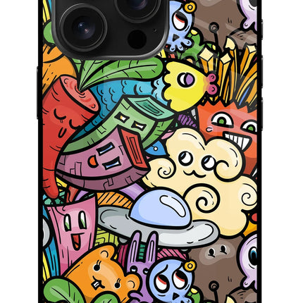 Veggie Doodle iPhone 16 Pro Glass Case