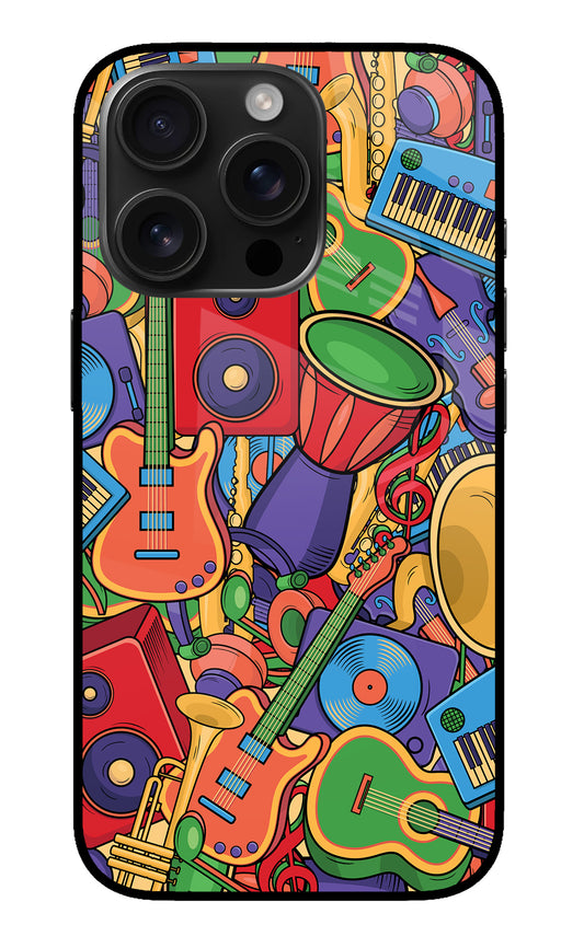 Music Instrument Doodle iPhone 16 Pro Glass Case