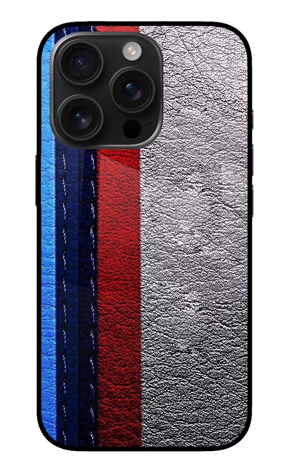 BMW Stripes iPhone 16 Pro Glass Case Back Cover by Casekaro