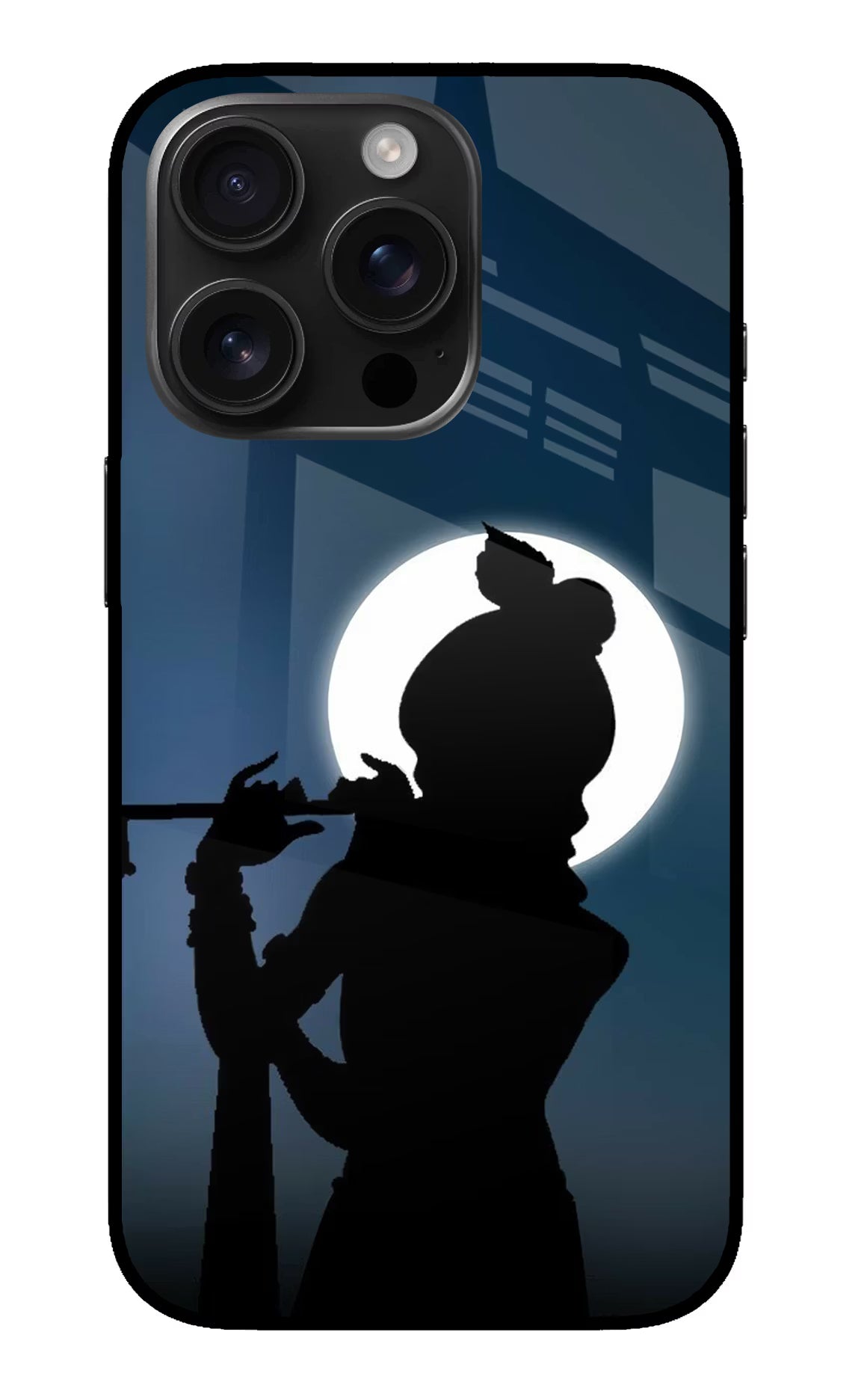 Shri Krishna Silhouette iPhone 16 Pro Glass Case Back Cover by Casekaro