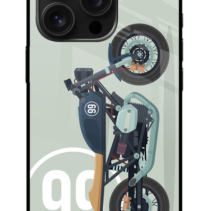 Classic Cafe Racer 99 iPhone 16 Pro Glass Case Back Cover by Casekaro