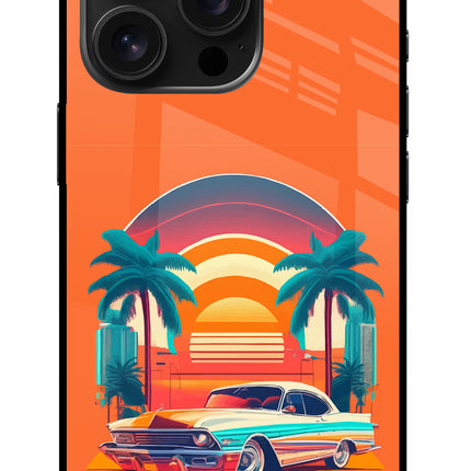 Palm Drive 80s iPhone 16 Pro Glass Case Back Cover by Casekaro