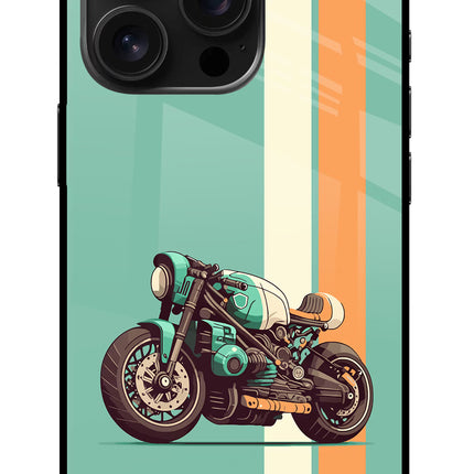 Striped Moto Drift iPhone 16 Pro Glass Case Back Cover by Casekaro