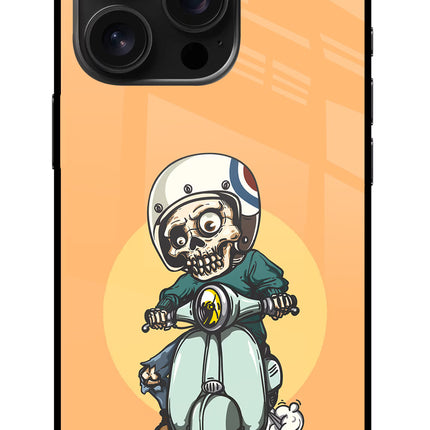 Undead Biker iPhone 16 Pro Glass Case Back Cover by Casekaro