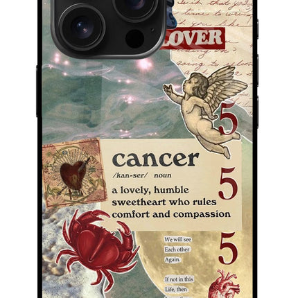 Cancer Zodiac iPhone 16 Pro Glass Case Back Cover by Casekaro