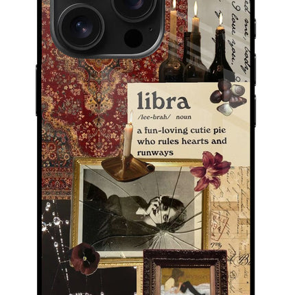 Libra Zodiac iPhone 16 Pro Glass Case Back Cover by Casekaro