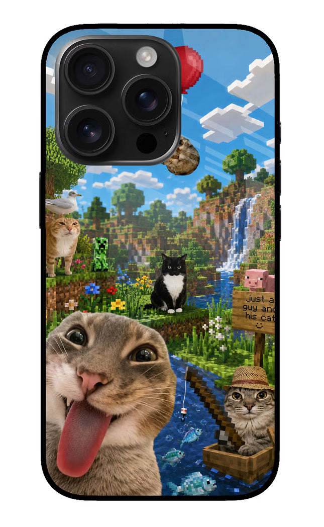 Minecraft Cat Chaos iPhone 16 Pro Glass Case
