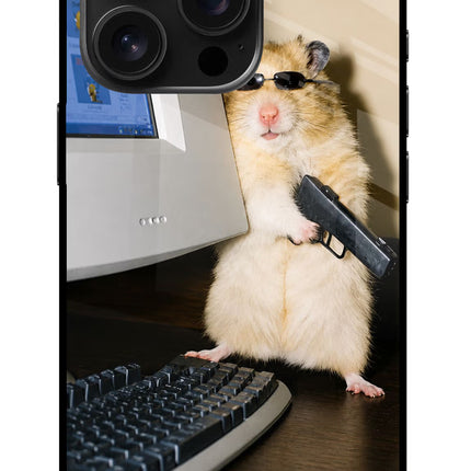 Hacker Hamster iPhone 16 Pro Glass Case Back Cover by Casekaro
