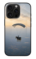 Skydiving Cow iPhone 16 Pro Glass Case