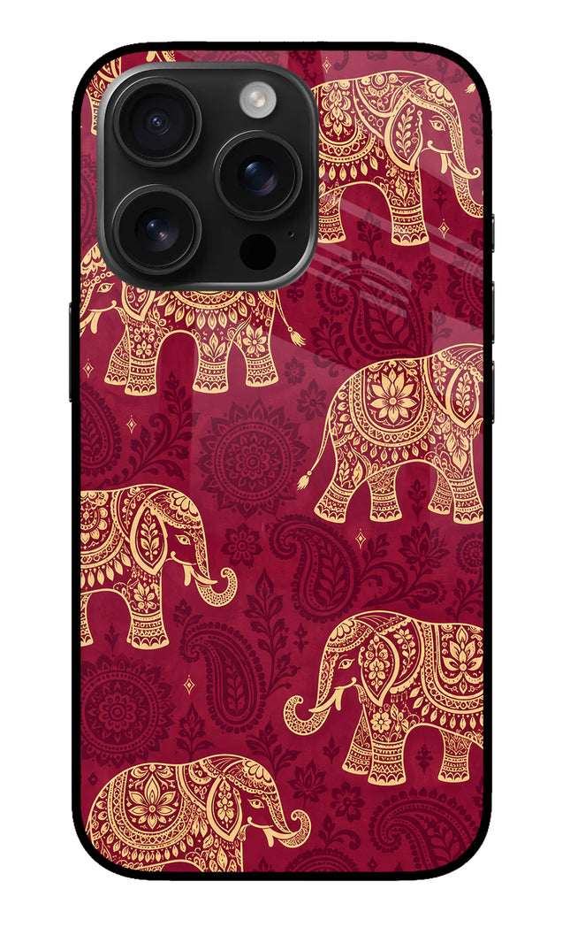 Maroon Elephant iPhone 16 Pro Glass Case