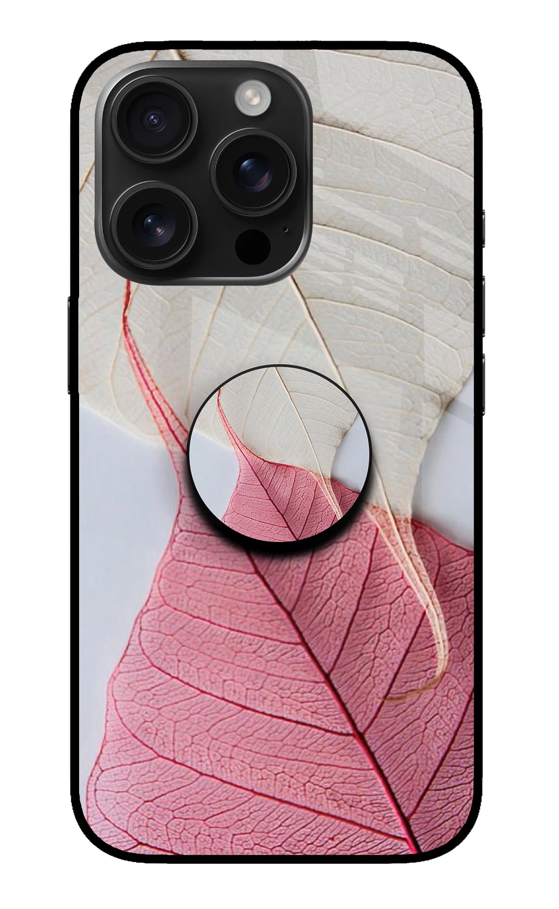 White Pink Leaf iPhone 16 Pro Pop Case